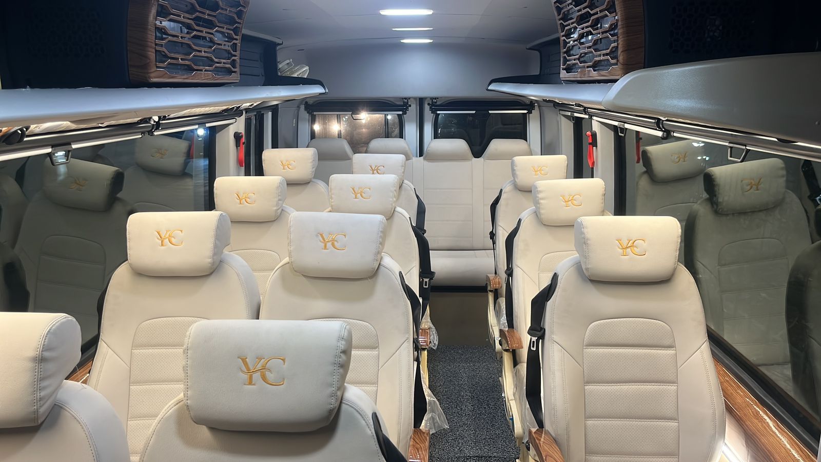 Premium recliner seats inside our Tempo Traveller