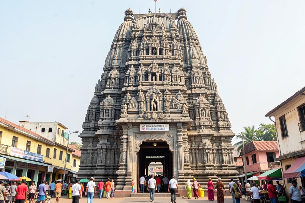 Grand gopuram entrance of Dharmasthala Manjunatha Temple
