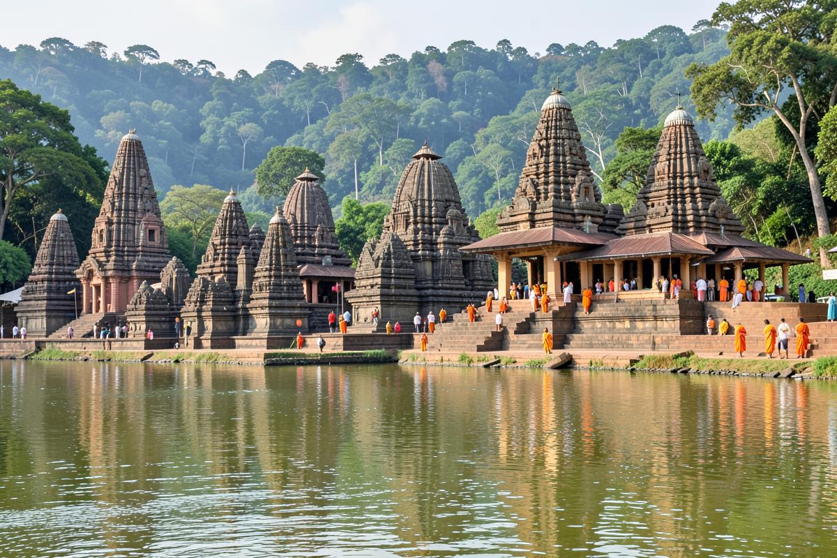 Sringeri Sharadamba temple on the banks of Tunga river